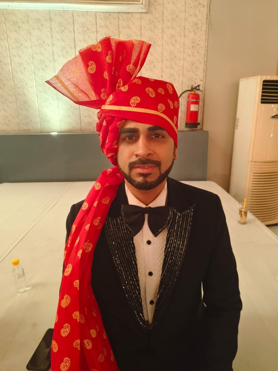 Traditional ceremony turban draping
